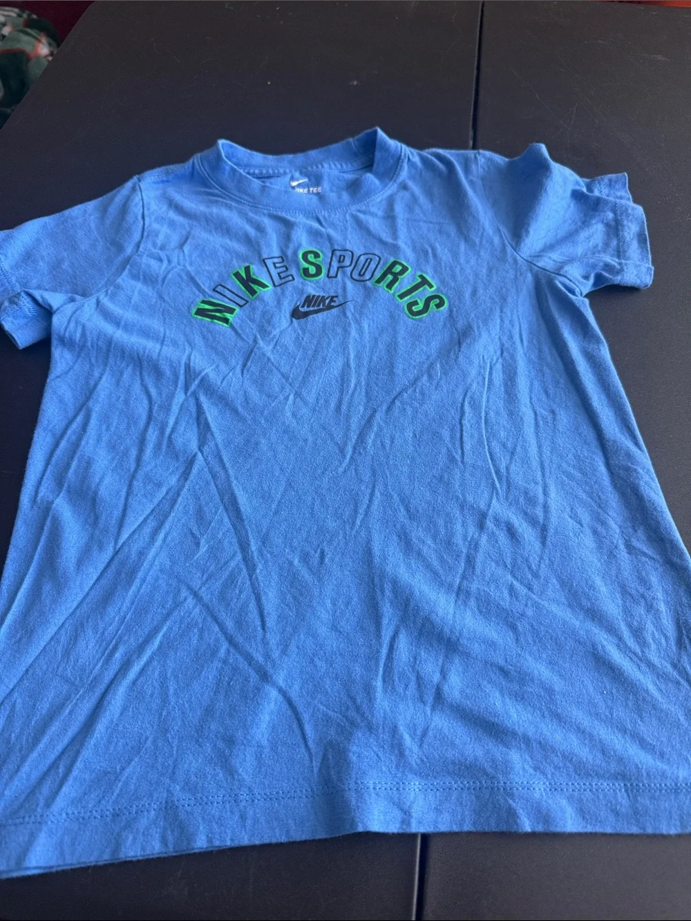 Nike Blue Tee with Green Accented Logo